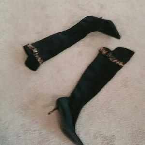 Stuart Weitzman black suede over knee boots